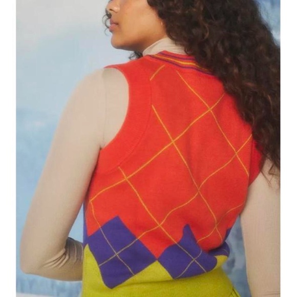 FILA UO Exclusive Darby Argyle Sweater Vest small - Picture 3 of 6